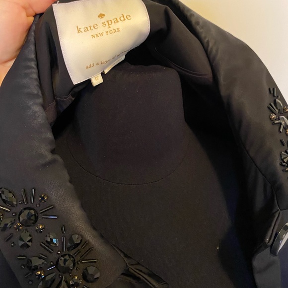 KATE SPADE New York BEADED CRYSTAL COLLAR COAT - Picture 4 of 14